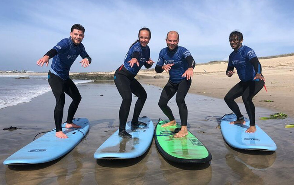 Surf day at Porto Surf School 3h surf lesson with transport from the city center