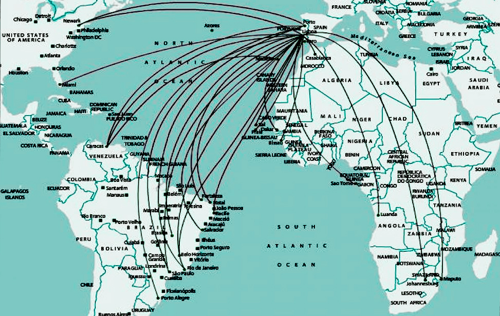 Portugal flight map